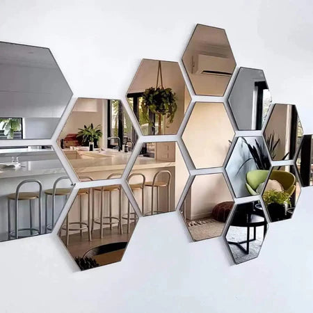 Espejos Hexagonales Adhesivos 12PCS – Decora tu Hogar con Estilo